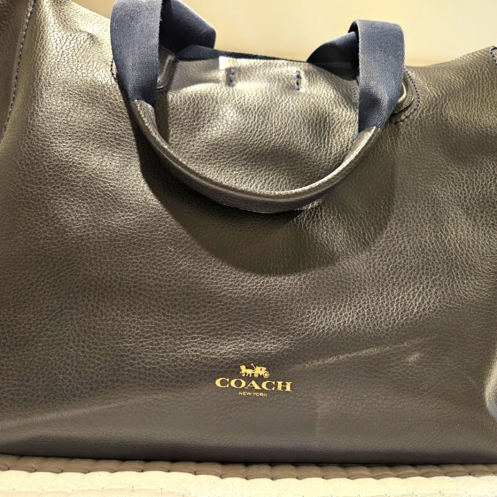 Coach Navy Blue Leather tote